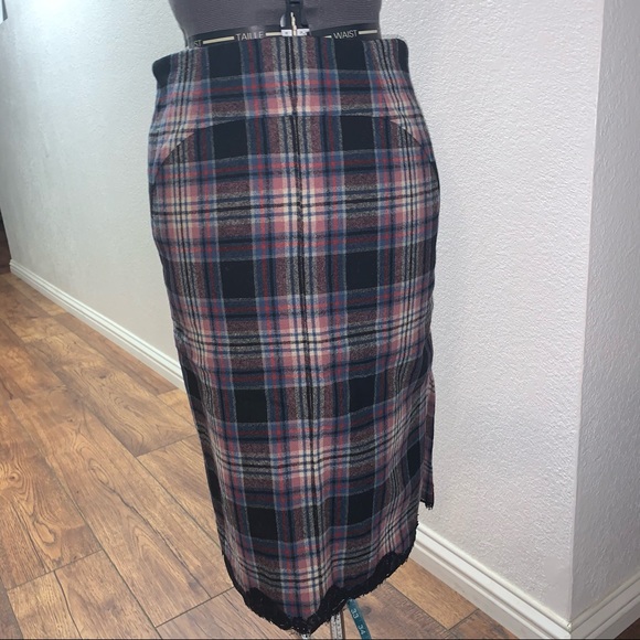 Tibi Black and Pink Plaid Pencil Skirt - Picture 6 of 8